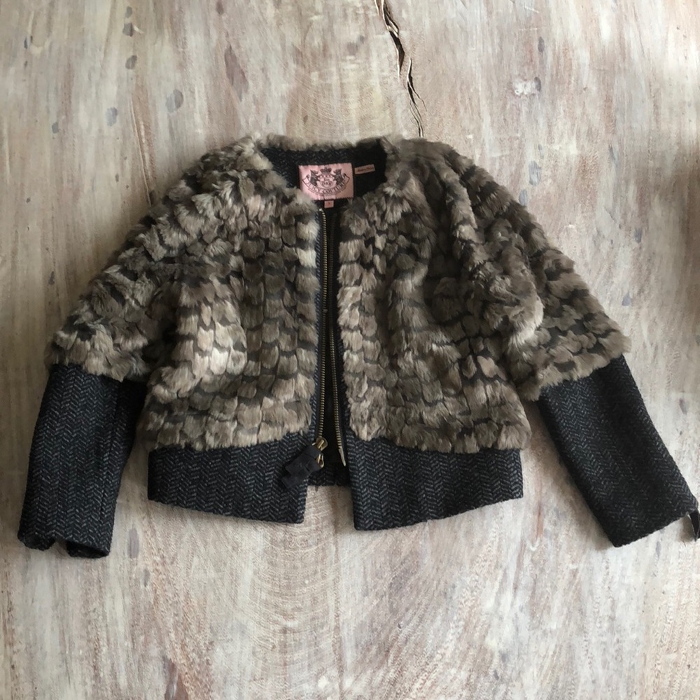 Juicy Couture funky jacket mix of wool/faux fur